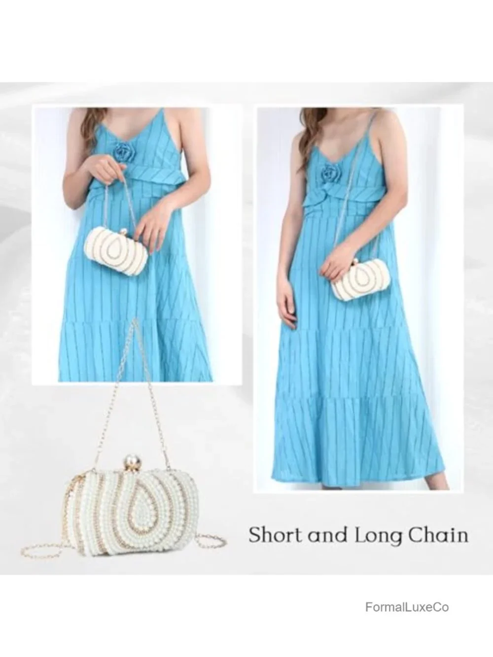 Pearl Clutch Purse for Women Wedding Bridal Evening Bag Beaded Formal Clutch